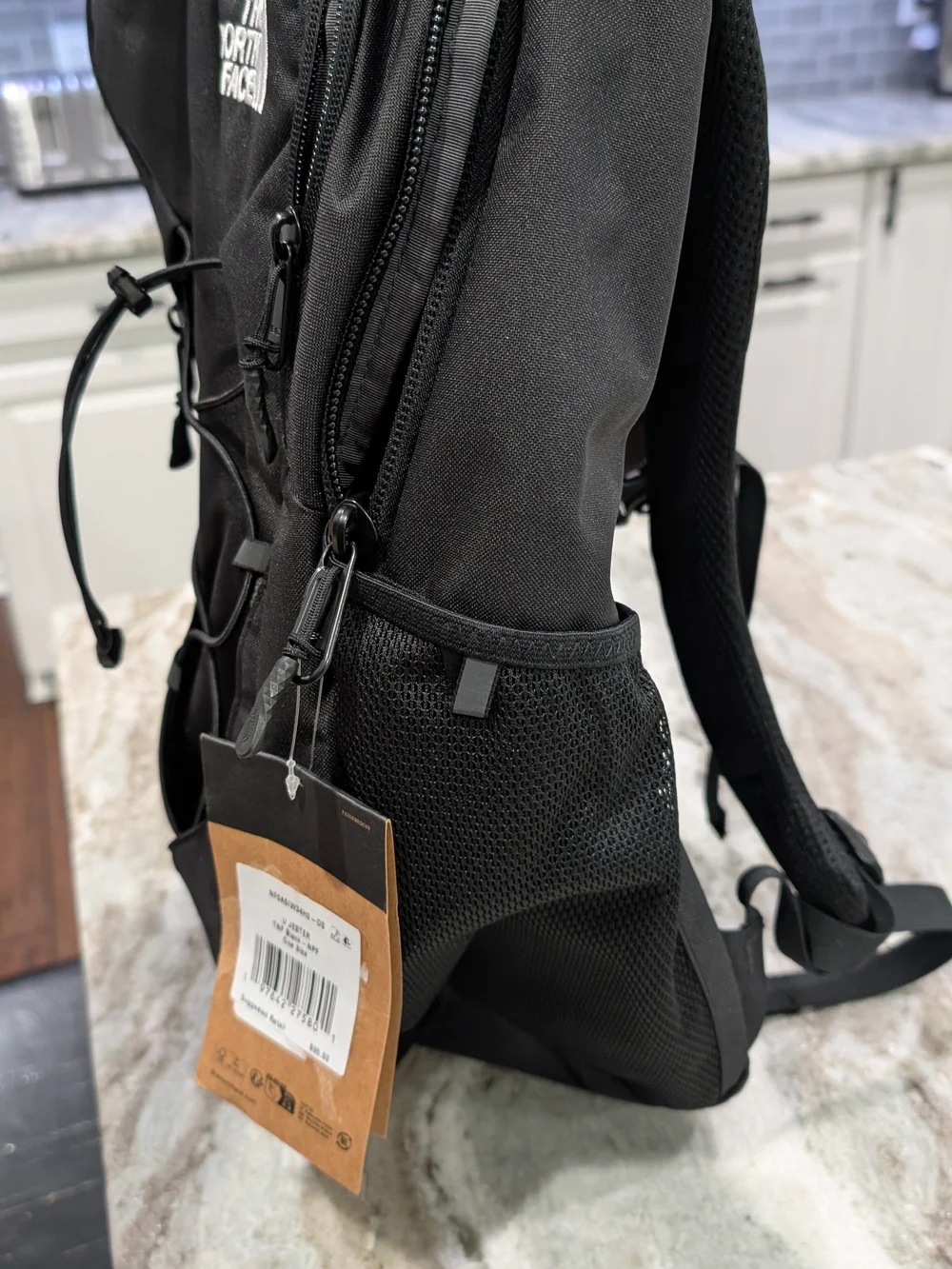 The North Face Jester Backpack in Black with White Logo